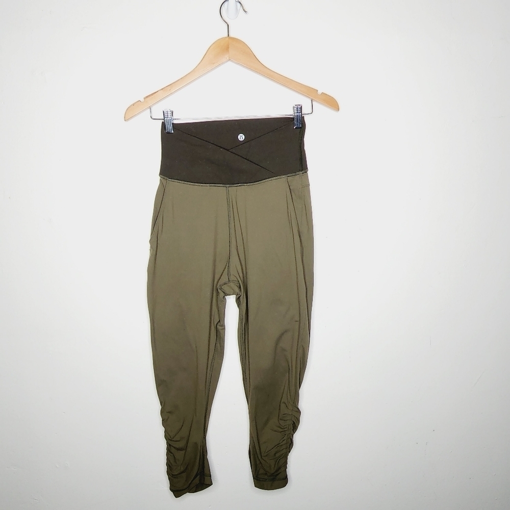 Lululemon Sunset Salutation Crop - Army Olive Green